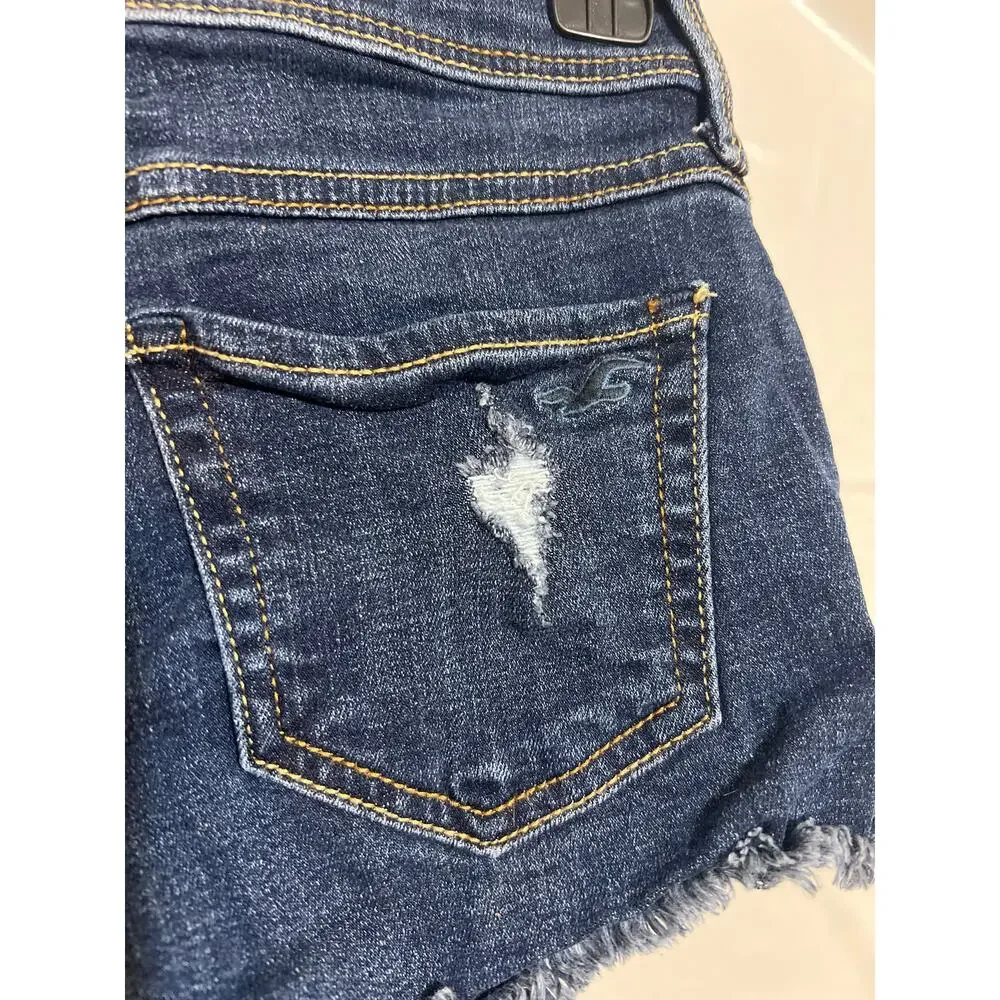 Hollister Low Rise Denim Shorts Size 0 Distressed Cut Off 2” Inseam - Picture 4 of 8